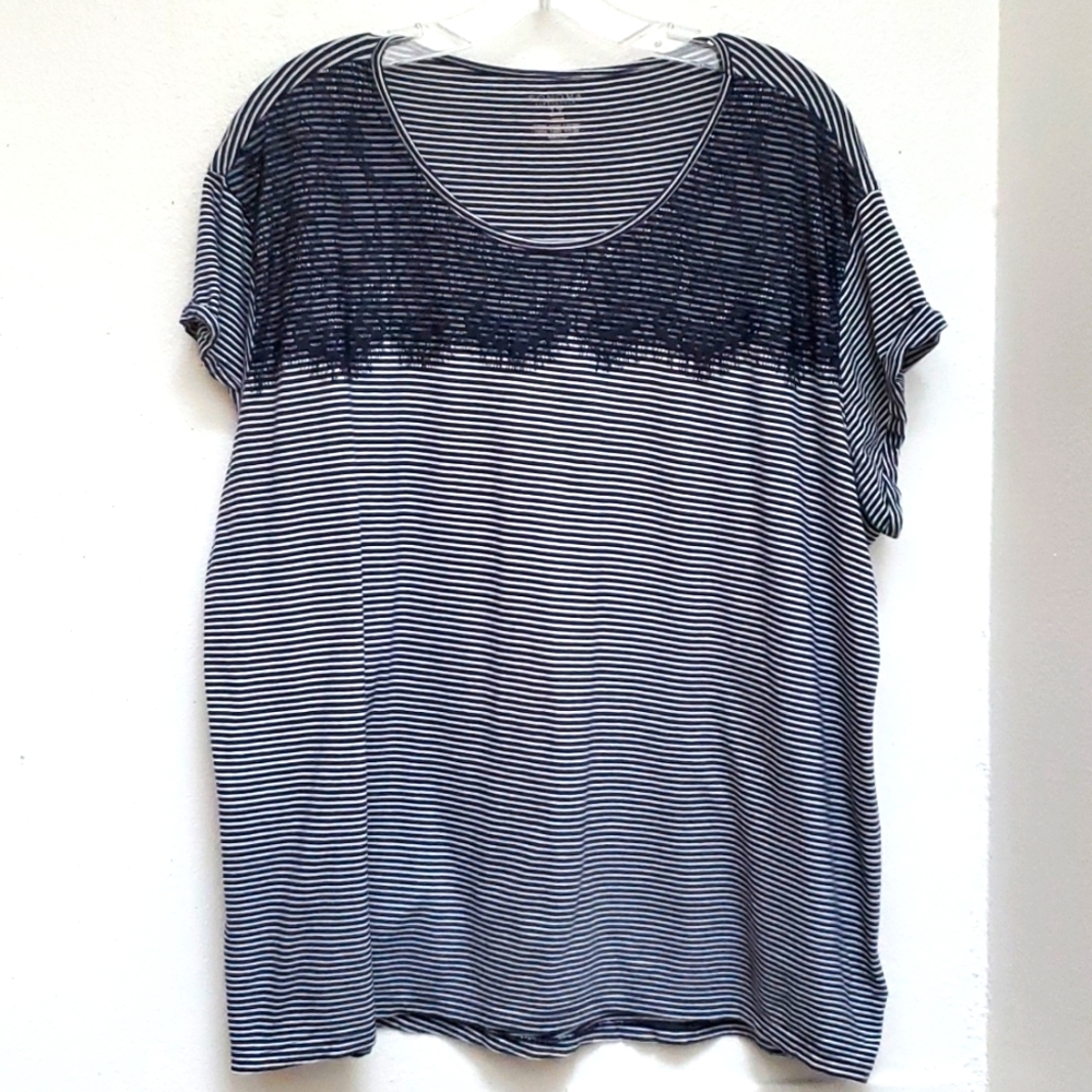🏠 Sonomo Navy/Wht. Strips & Blue Lace Woman Size 1X
